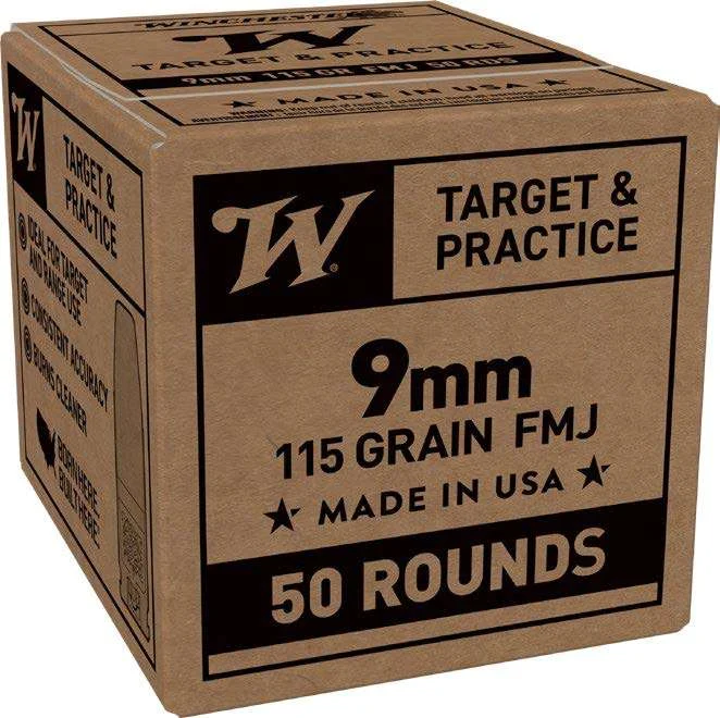 Winchester Service Grade 9mm 115 gr FMJ 50-round box
