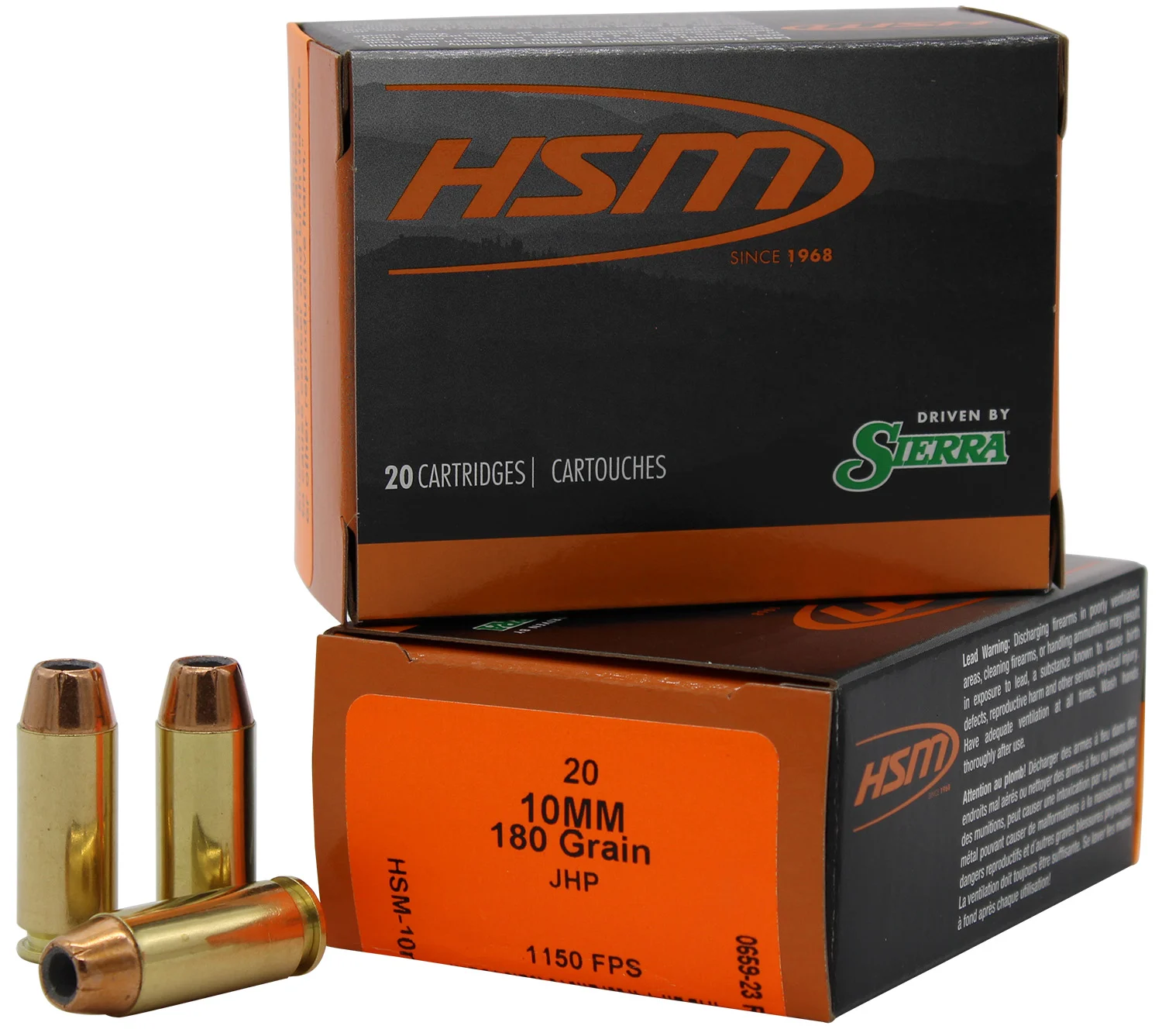 HSM 10mm Auto 180gr JHP – 20rd