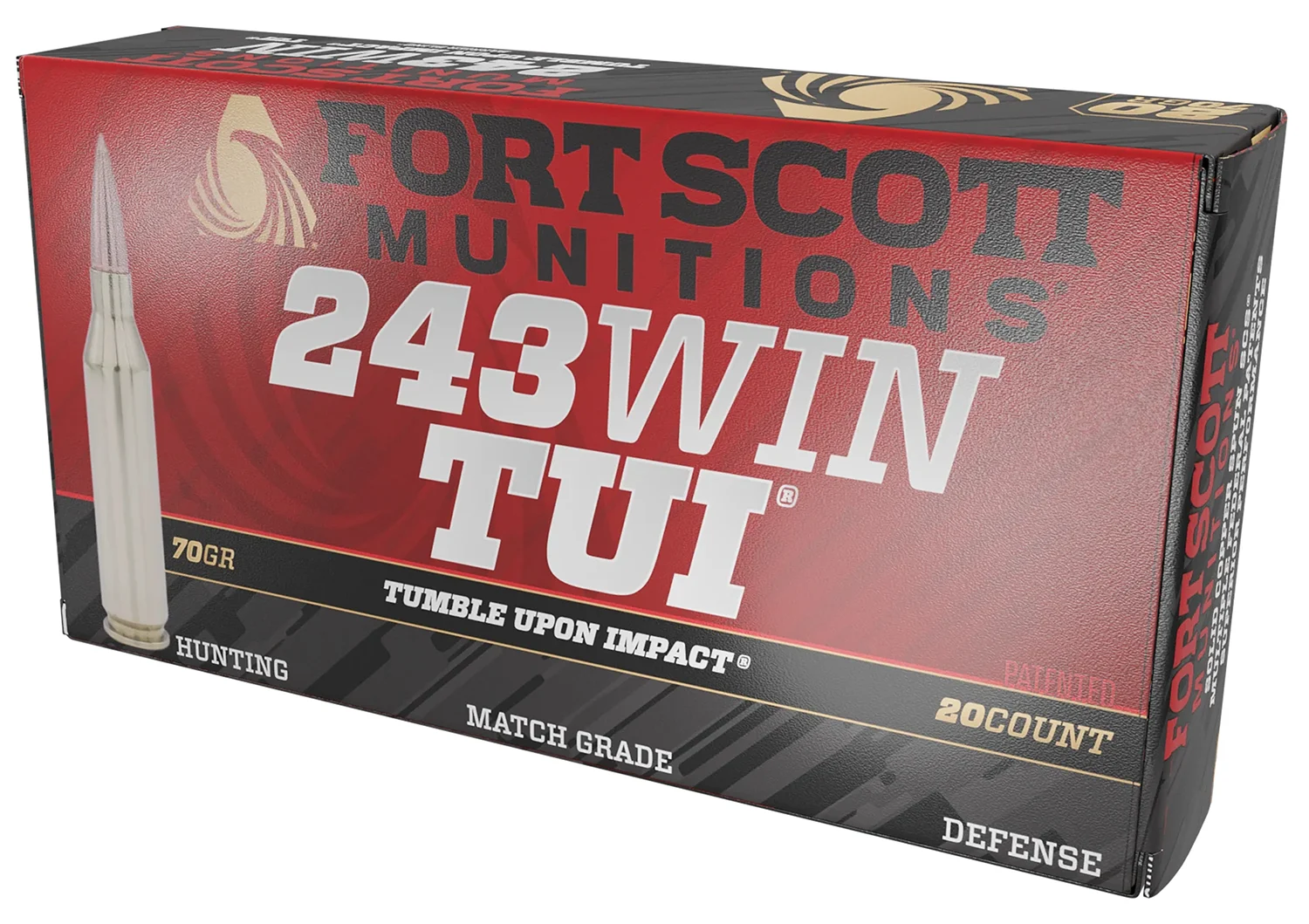 Fort Scott Munitions .243 Winchester 70 gr TUI solid copper rifle ammunition 20 round box