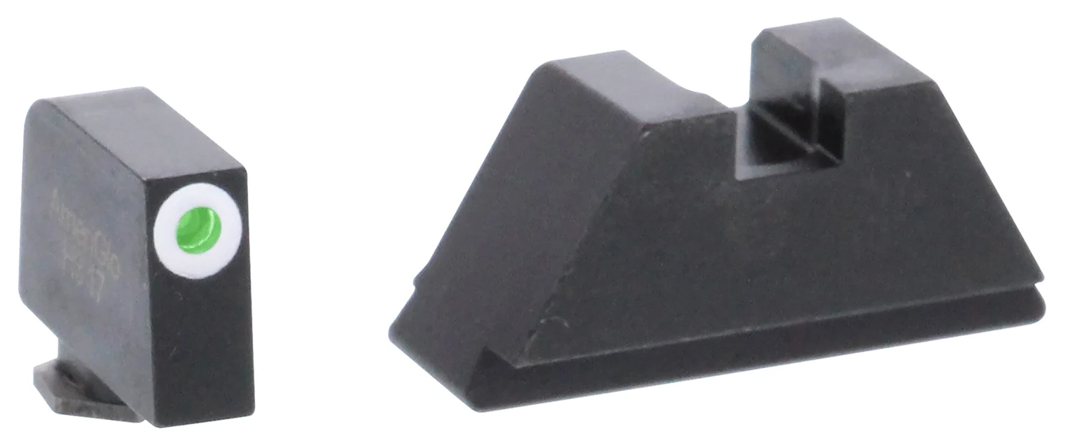 AmeriGlo GL411 Optic Compatible Sight Set for Glock XL Tall Green Tritium White Outline Front Sight-Green Tritium Black Rear Sight