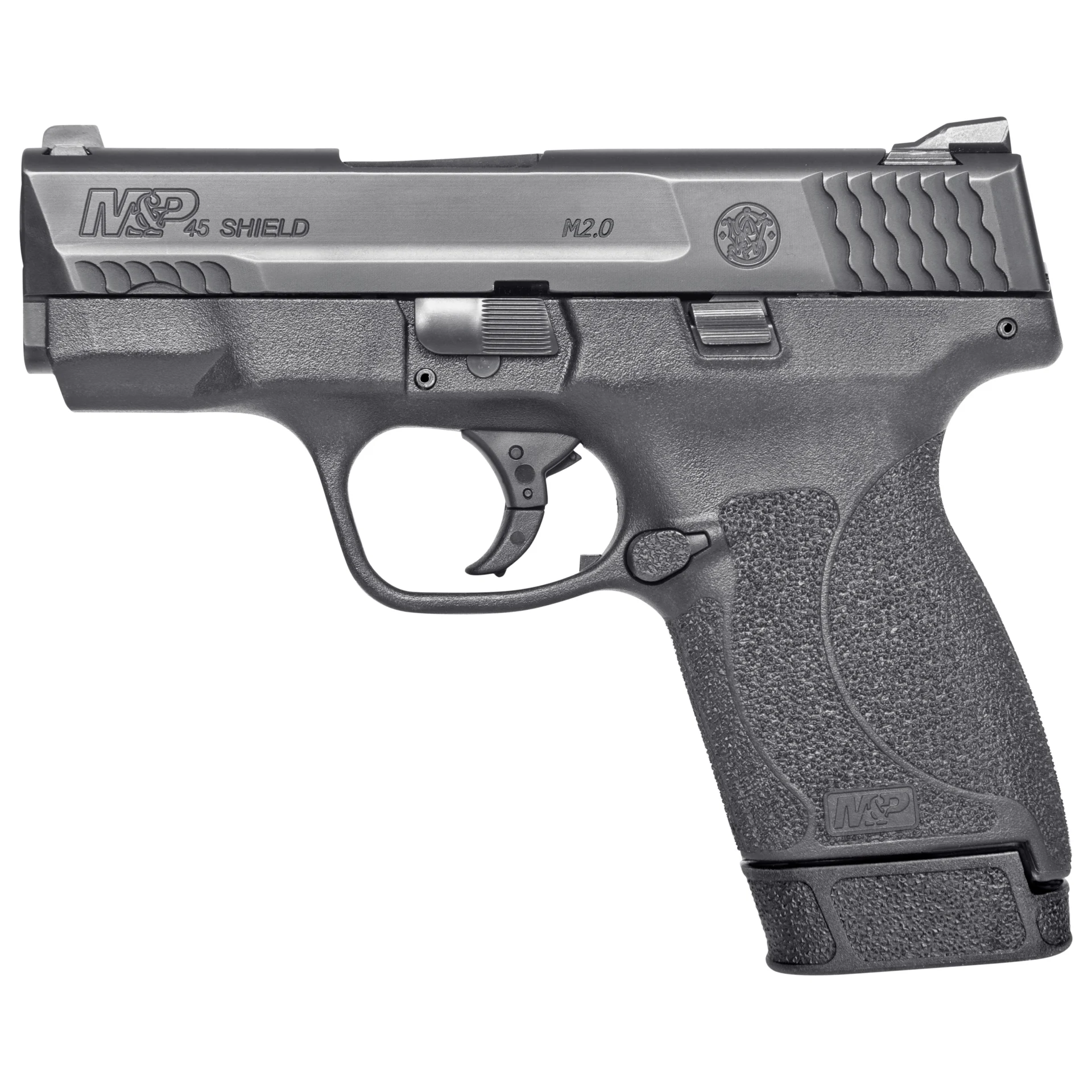 Smith & Wesson M&P45 Shield M2.0 3.3in .45 ACP black compact pistol side view