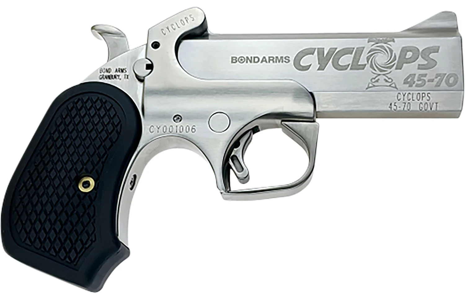 Bond Arms Cyclops .45-70 4.25 inch Satin Stainless with B6 extended grip and holster