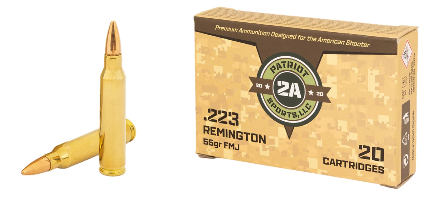 Patriot Sports .223 Rem 55gr FMJ ammunition 20-round box