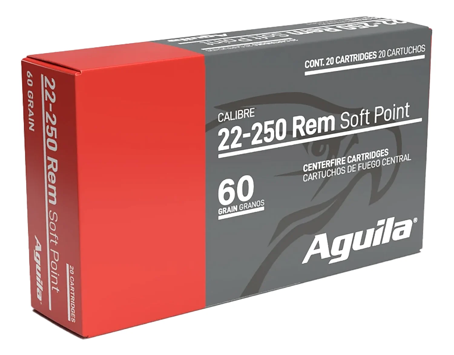 Aguila 22-250 Rem InterLock Boat Tail Soft Point ammunition, 20 round box