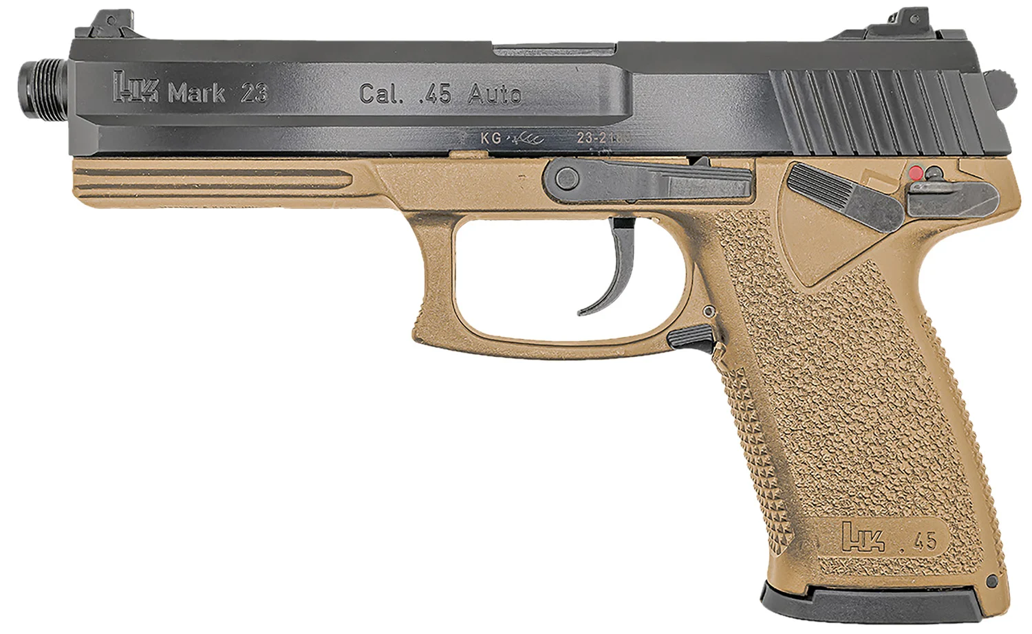 Heckler & Koch Mark 23 .45 ACP 5.87-inch threaded barrel FDE frame black slide