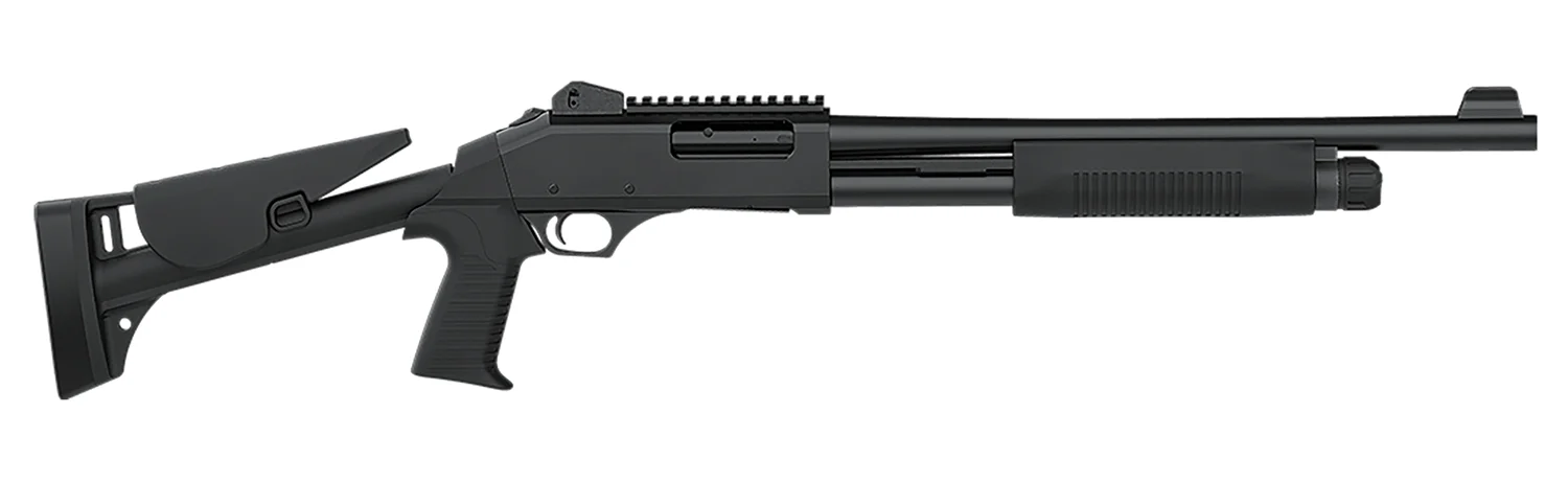 Dickinson TAC-4 ST 12 Gauge pump shotgun in matte black with synthetic stock and Picatinny rail