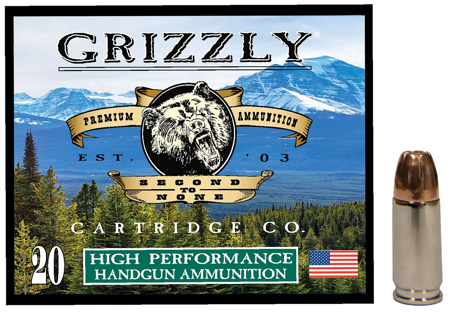 Grizzly Ammo GC9MM1 9mm 115gr Jacketed Hollow Point 20rd box