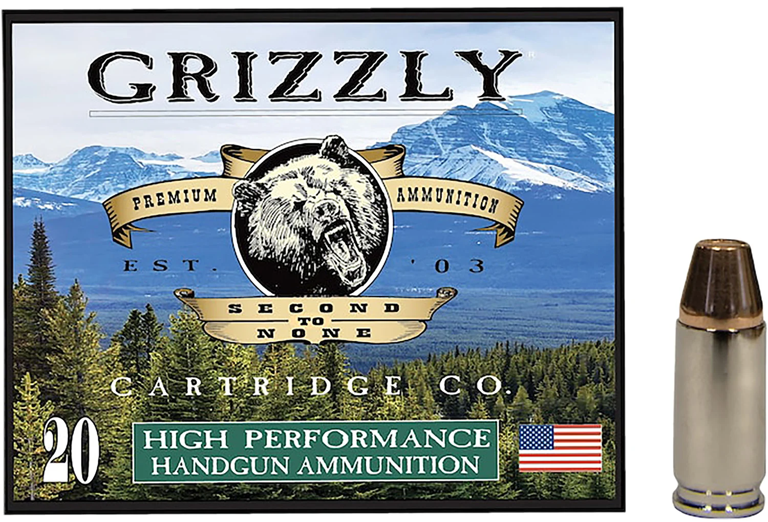 Grizzly Ammo GC9+P CM8 9mm+P 147gr FMJ Flat Point box - 20 rounds