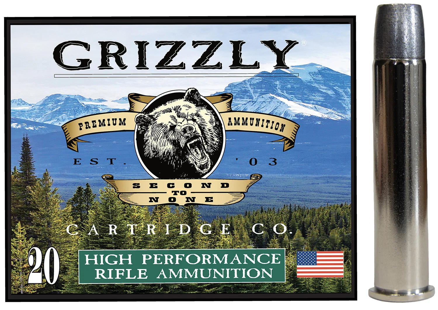 Grizzly Ammo 45-70Gov+P 405gr Wide Long Nose Gas Check 20 per box package