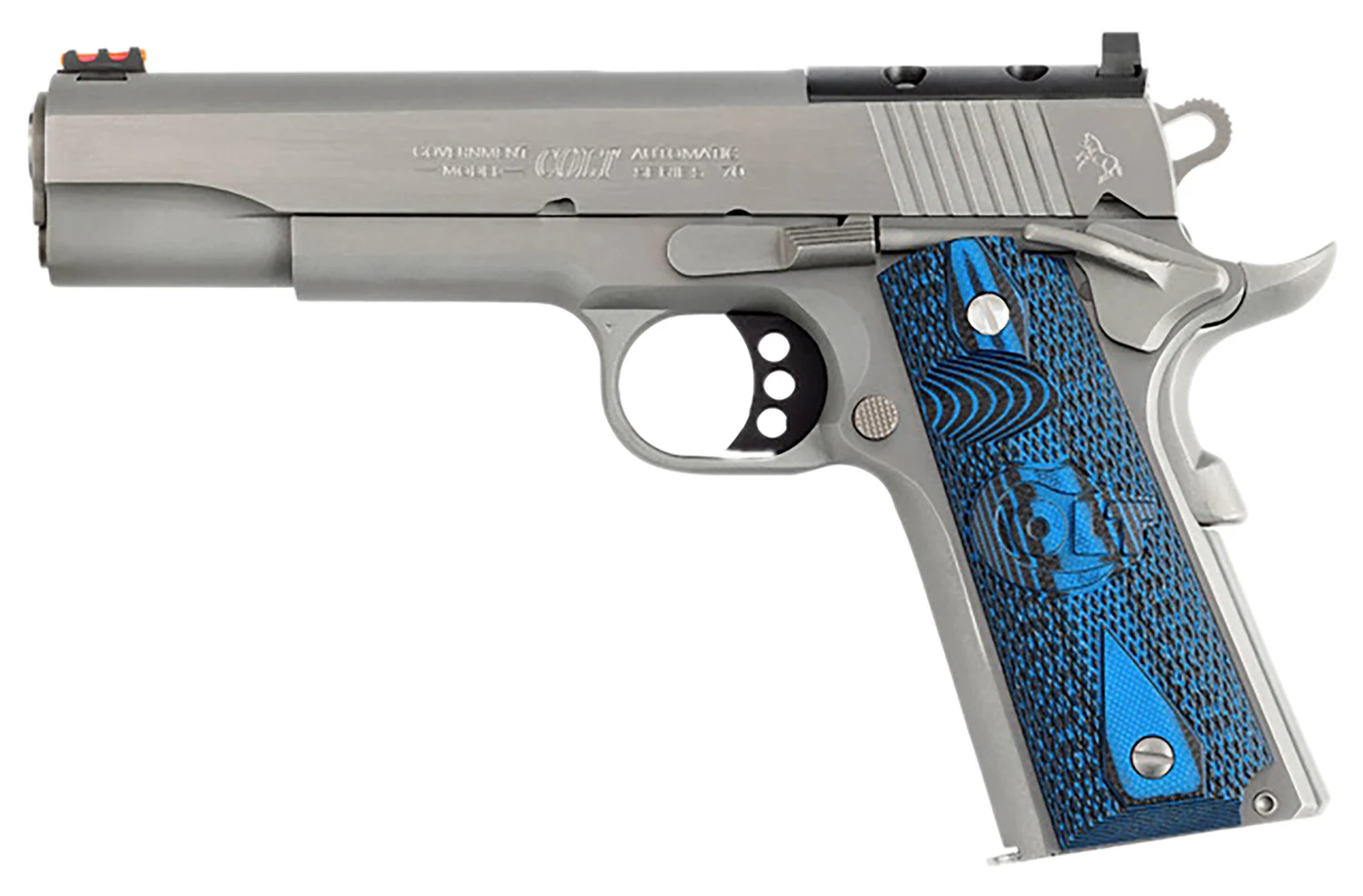 Colt 1911 Competition Optics-Ready 9mm 5-inch stainless pistol with blue G10 grips