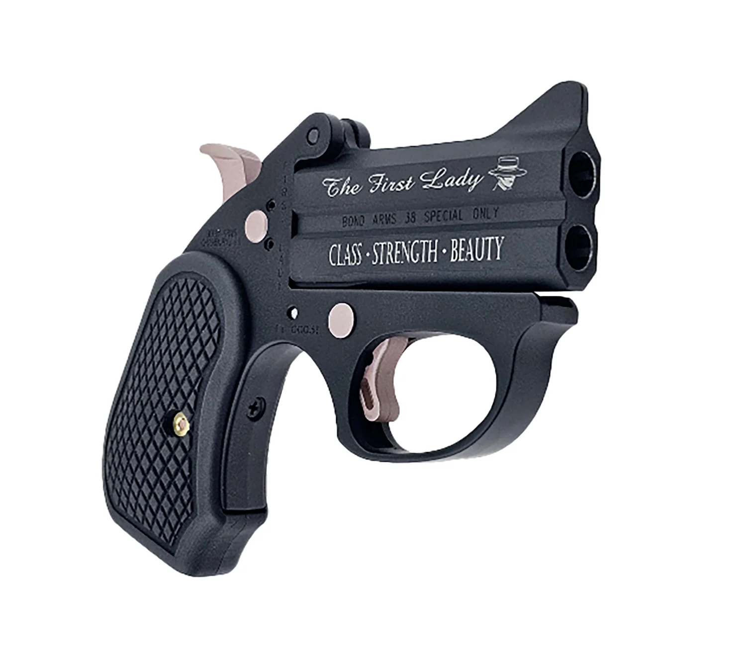 Bond Arms First Lady .38 Special 3 inch Black Cerakote Rose Gold Extended B6 Grip Stainless Steel