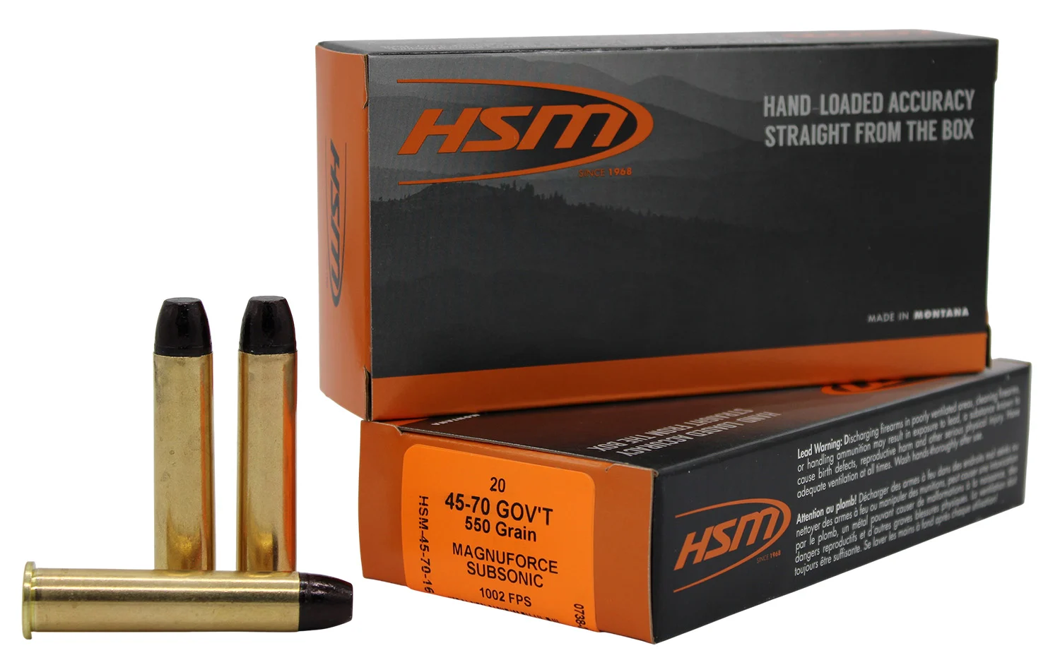 HSM .45-70 Government 550gr HARD CAST LONG FLAT NOSE N/A – 20rd