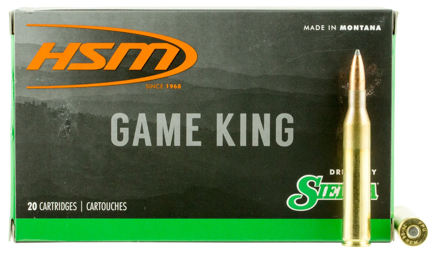 HSM 25-06 Remington 100 gr Sierra GameKing Spitzer Boat Tail ammunition box