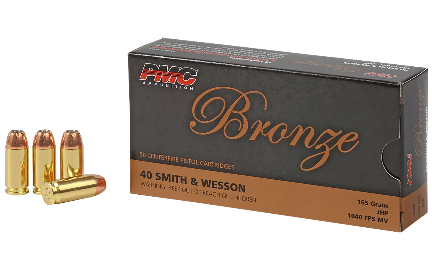 PMC Bronze .40 S&W 165gr JHP 50-round box ammunition