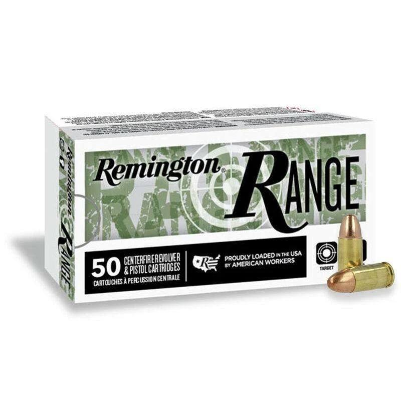 Remington Range 9mm Luger 115gr FMJ 50-round box — range handgun ammunition