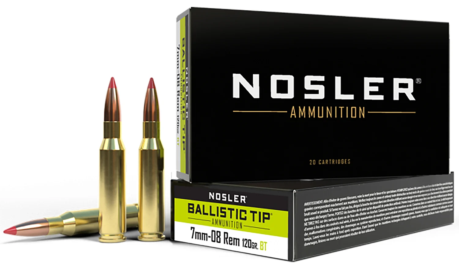 Nosler Ballistic Tip 7mm-08 Rem 120gr ammunition box - 20 rounds