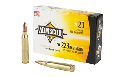 Armscor .223 Rem 55 gr FMJ 20-round box brass-cased ammunition