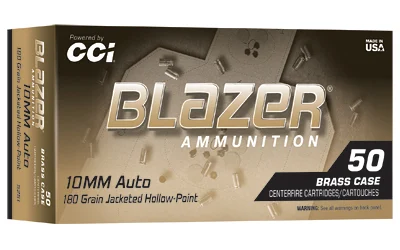 CCI Blazer Brass 10mm Auto 180gr Jacketed Hollow Point box, 50 rounds