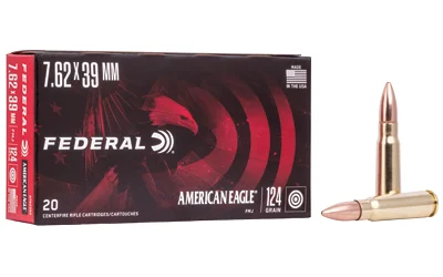 Federal American Eagle 7.62x39 124gr FMJ ammunition 20 rd box