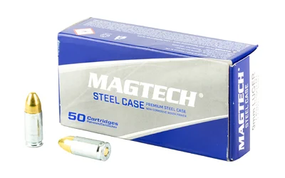 Magtech 9mm Luger 115gr FMJ zinc-plated steel case ammunition 50-round box