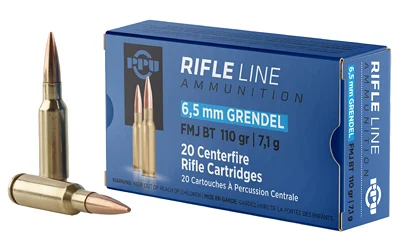 PPU 6.5 Grendel 110gr FMJ-BT ammunition 20-round box