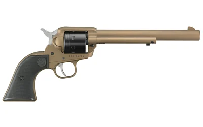 Ruger Wrangler 22 LR 7.5-inch Burnt Bronze Cerakote revolver, 6-shot, checkered synthetic grips