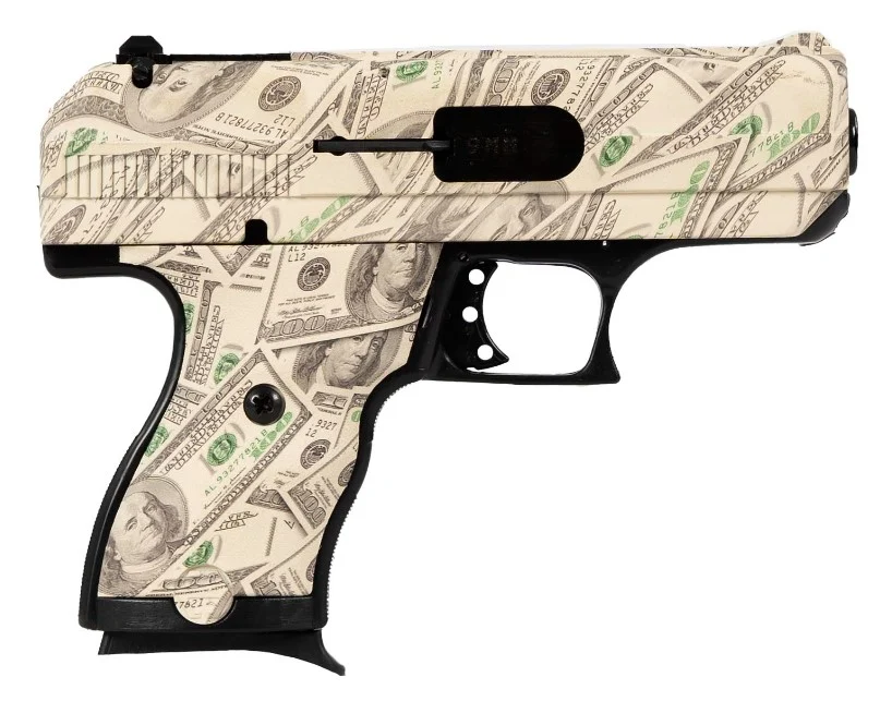 Hi-Point C9 Money 9mm 3.5in pistol with $100 bill pattern green polymer frame