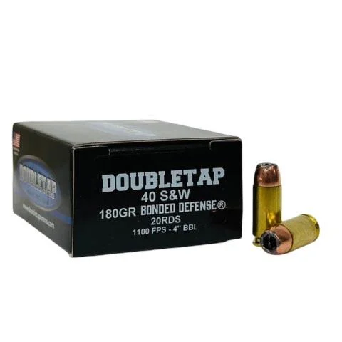Double Tap Bonded Defense .40 S&W 180gr JHP ammunition 20-count box