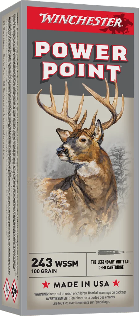 Winchester Super-X Power-Point .243 WSSM 100 gr ammunition 20-round box
